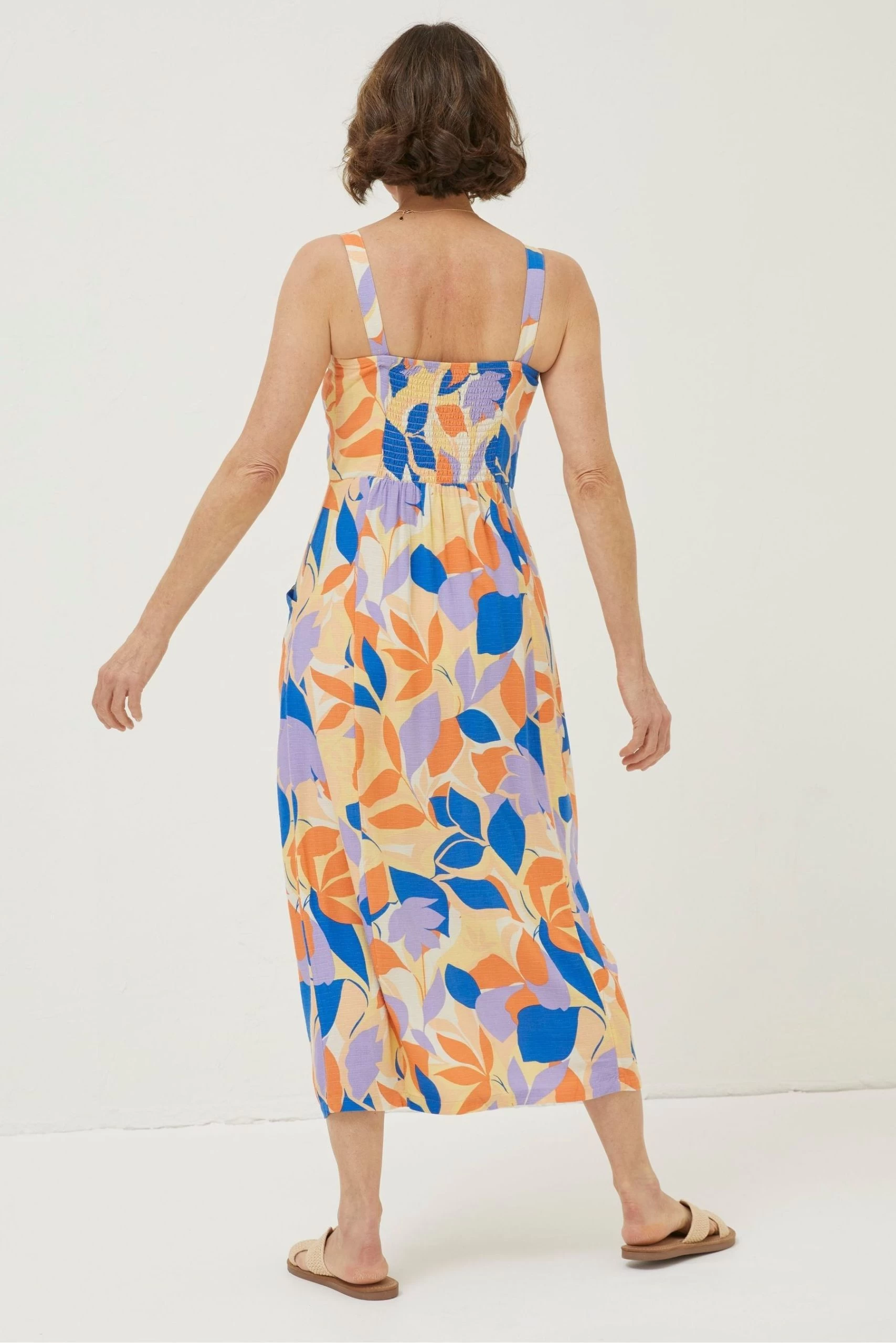 FatFace Orange Corey Stencil Floral Midi Dress 2 FatFace Orange Corey Stencil Floral Midi Dress - Image 2