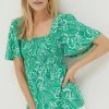 FatFace Green Lucia Tropical Leaf Top