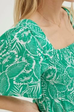 FatFace Green Lucia Tropical Leaf Top -Fashion Clothing Store M91830s3