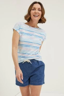 FatFace Blue Stripe Graphic T-Shirt