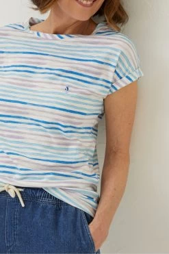 FatFace Blue Stripe Graphic T-Shirt -Fashion Clothing Store M91837s4