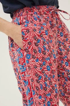 FatFace Red Lyme Woodblock Cuffed Trousers -Fashion Clothing Store M91931s4