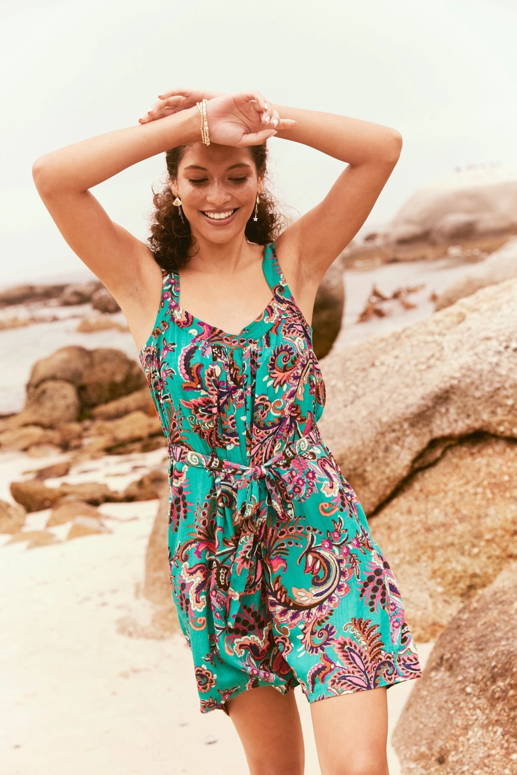 FatFace Green Annie Festival Floral Playsuit 1 FatFace Green Annie Festival Floral Playsuit