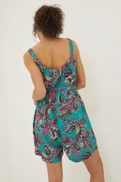 FatFace Green Annie Festival Floral Playsuit 9 FatFace Green Annie Festival Floral Playsuit -Fashion Clothing Store T49 092s4