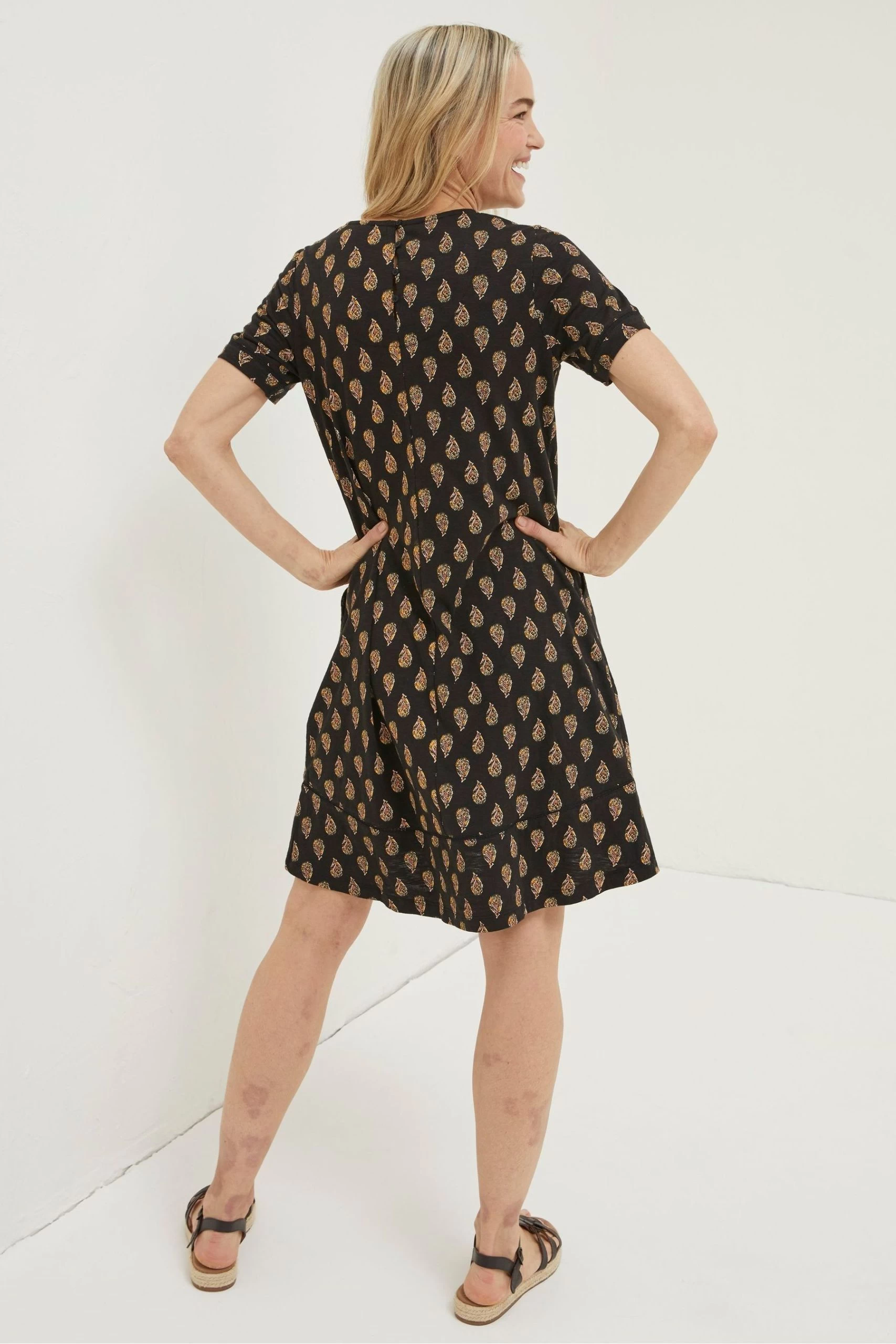 FatFace Simone Woodblock Jersey Black Dress 2 FatFace Simone Woodblock Jersey Black Dress - Image 2