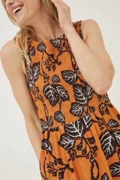 FatFace Yellow Anna Vine Floral Midi Dress -Fashion Clothing Store T49 423s4