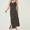 FatFace Corey Woodblock Linen Black Dress