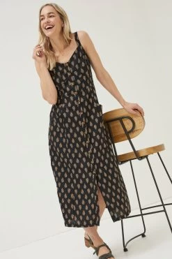 FatFace Corey Woodblock Linen Black Dress 7 FatFace Corey Woodblock Linen Black Dress -Fashion Clothing Store T49 444s3