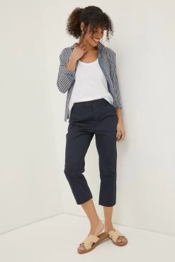 FatFace Blue Farnham Cropped Trousers -Fashion Clothing Store T49321s3