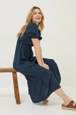 FatFace Vivvie Linen Midi Dress -Fashion Clothing Store T49322s3