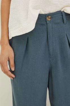 FatFace Blue Portloe Cropped Trousers -Fashion Clothing Store T49387s4