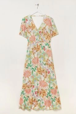 FatFace Natural Vivvie Paradise Floral Midi Dress -Fashion Clothing Store T49421s5