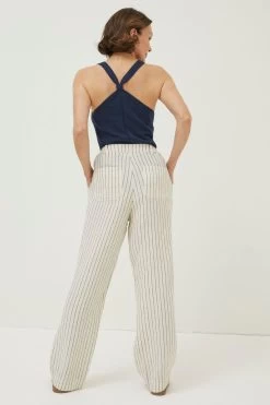 FatFace Cream Pendeen Stripe Wide Leg Trousers -Fashion Clothing Store T49435s4