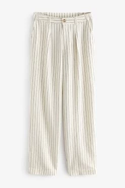 FatFace Cream Pendeen Stripe Wide Leg Trousers -Fashion Clothing Store T49435s8