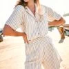 FatFace Natural Olivia Stripe Linen Shirt