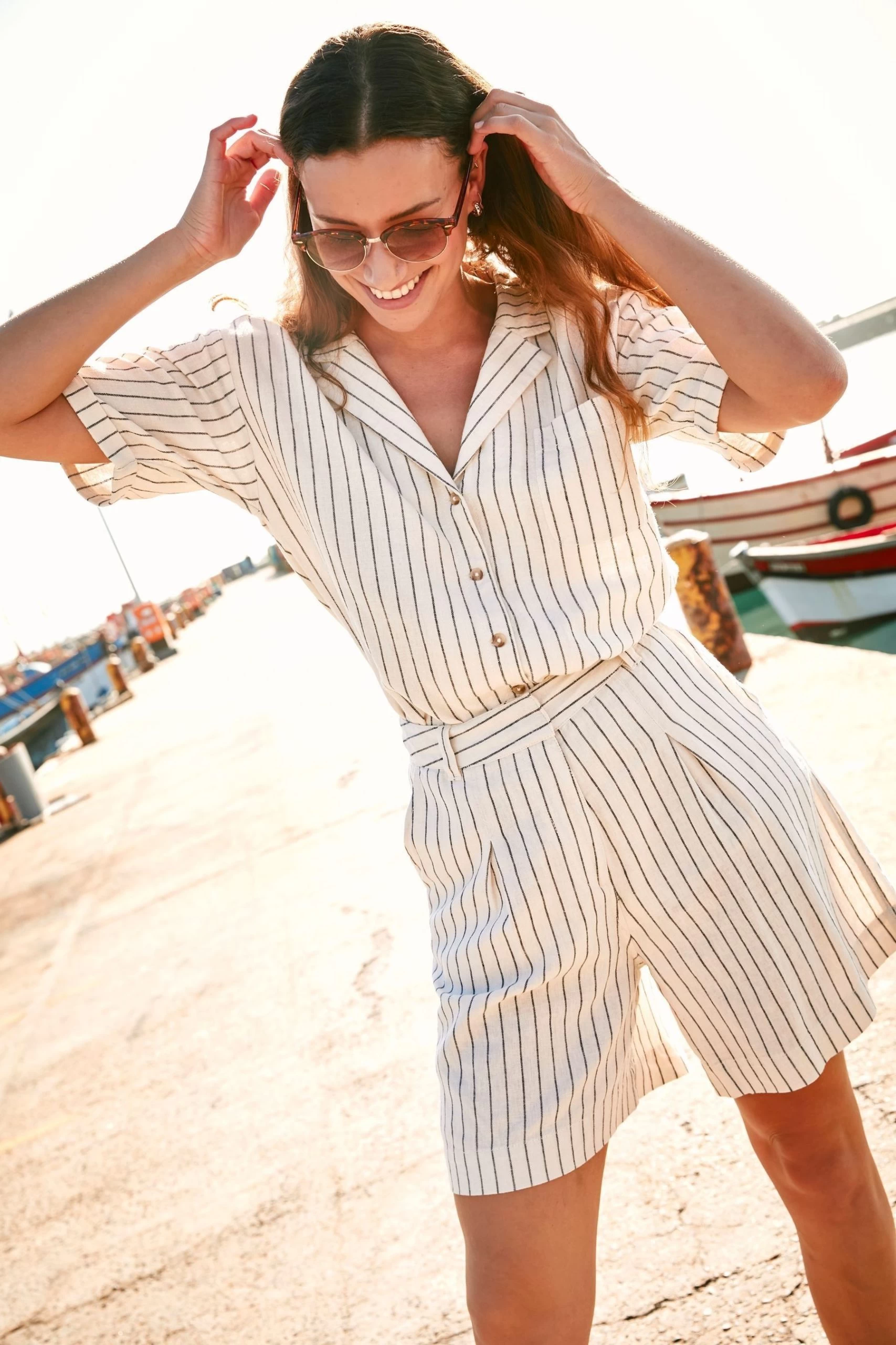 FatFace Natural Olivia Stripe Linen Shirt 2 FatFace Natural Olivia Stripe Linen Shirt - Image 2