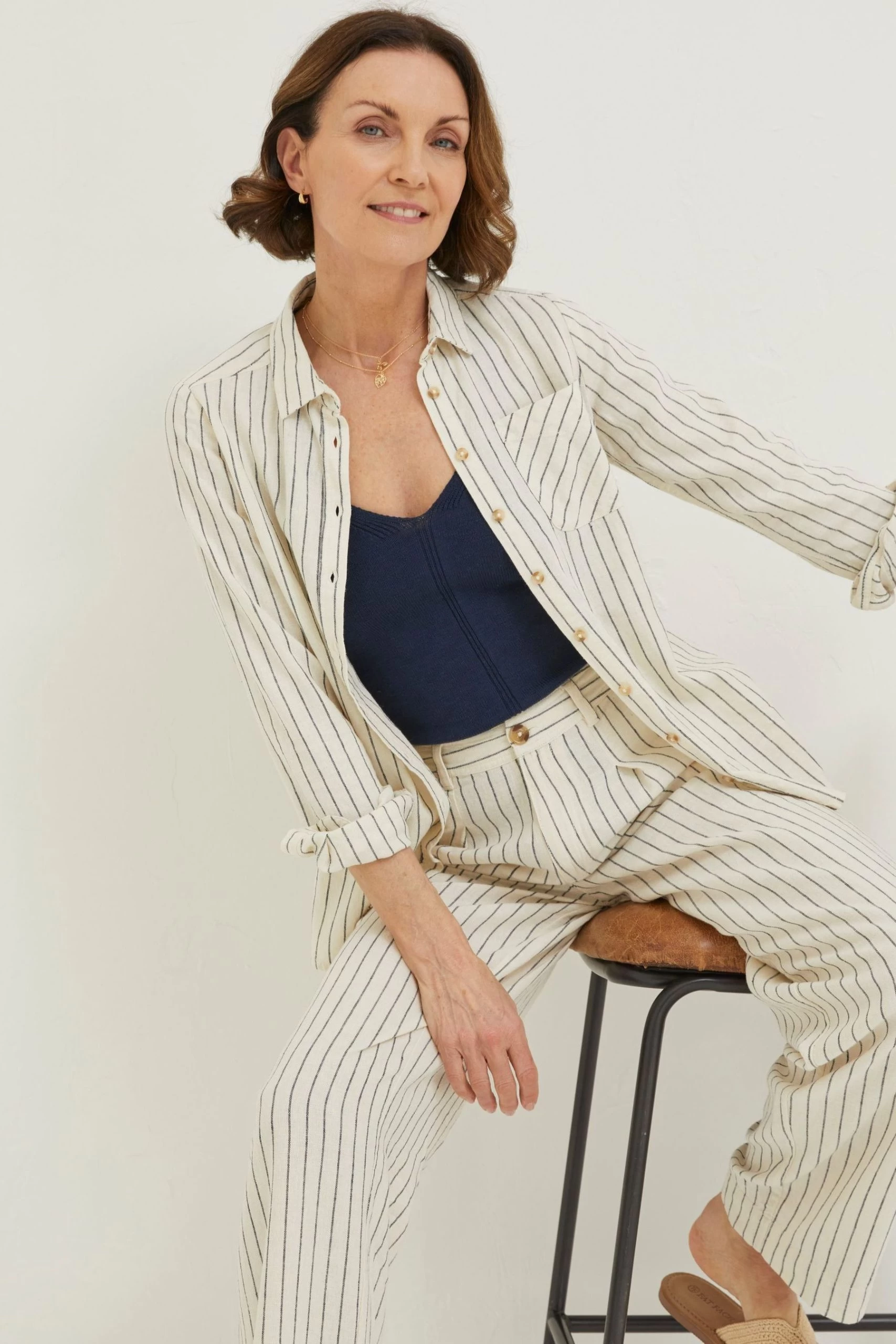 FatFace Natural Olivia Stripe Linen Shirt 4 FatFace Natural Olivia Stripe Linen Shirt - Image 4