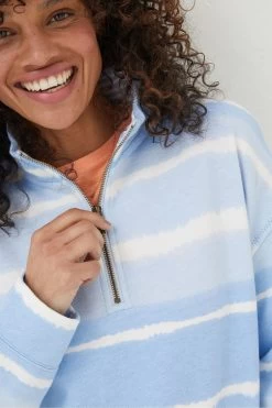 FatFace Blue Tie Dye Relaxed Airlie Sweat Top -Fashion Clothing Store T49461s5