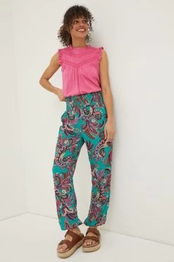 FatFace Green Festival Shirred Trousers