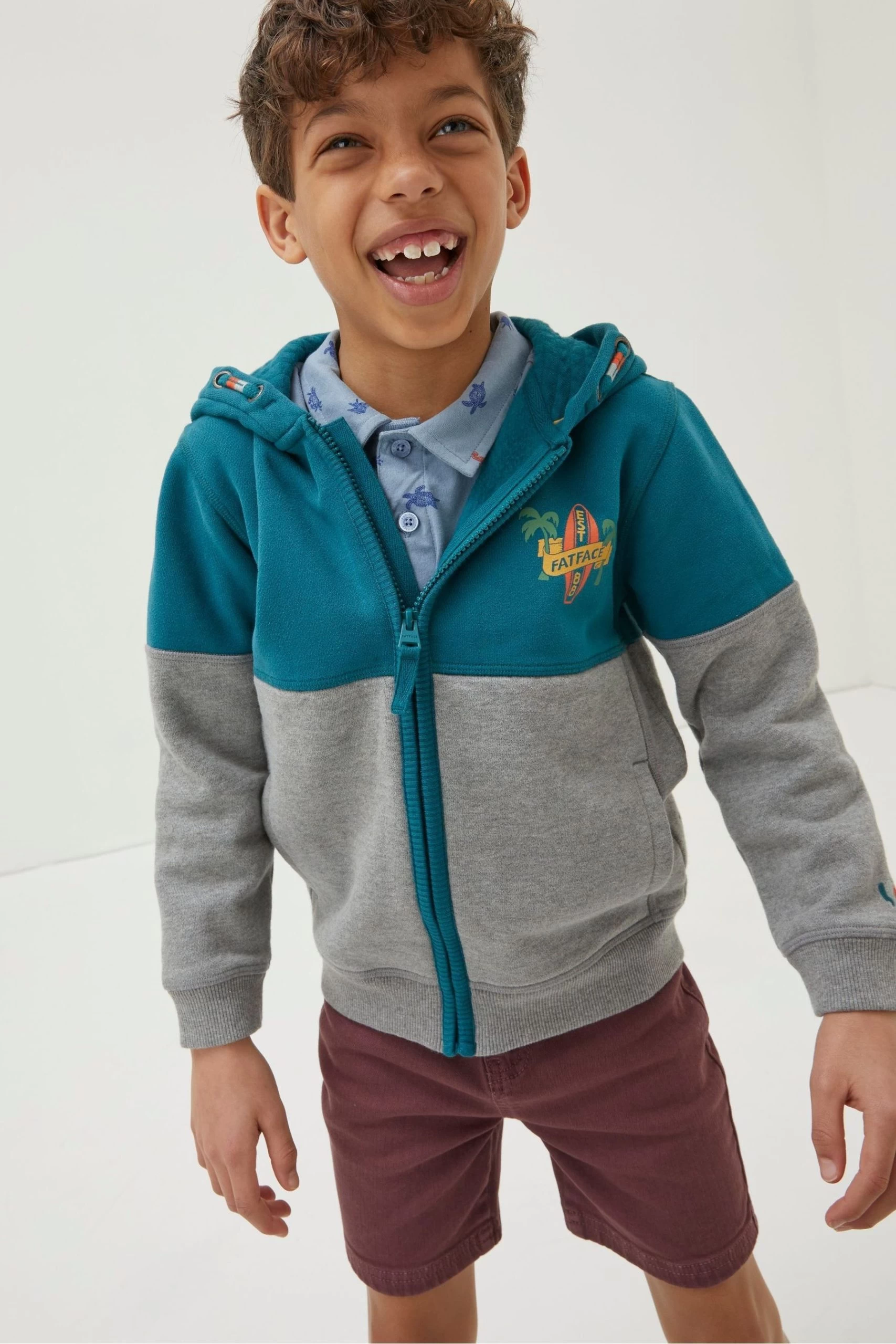 FatFace Grey Colourblock Zip Hoodie 1 FatFace Grey Colourblock Zip Hoodie