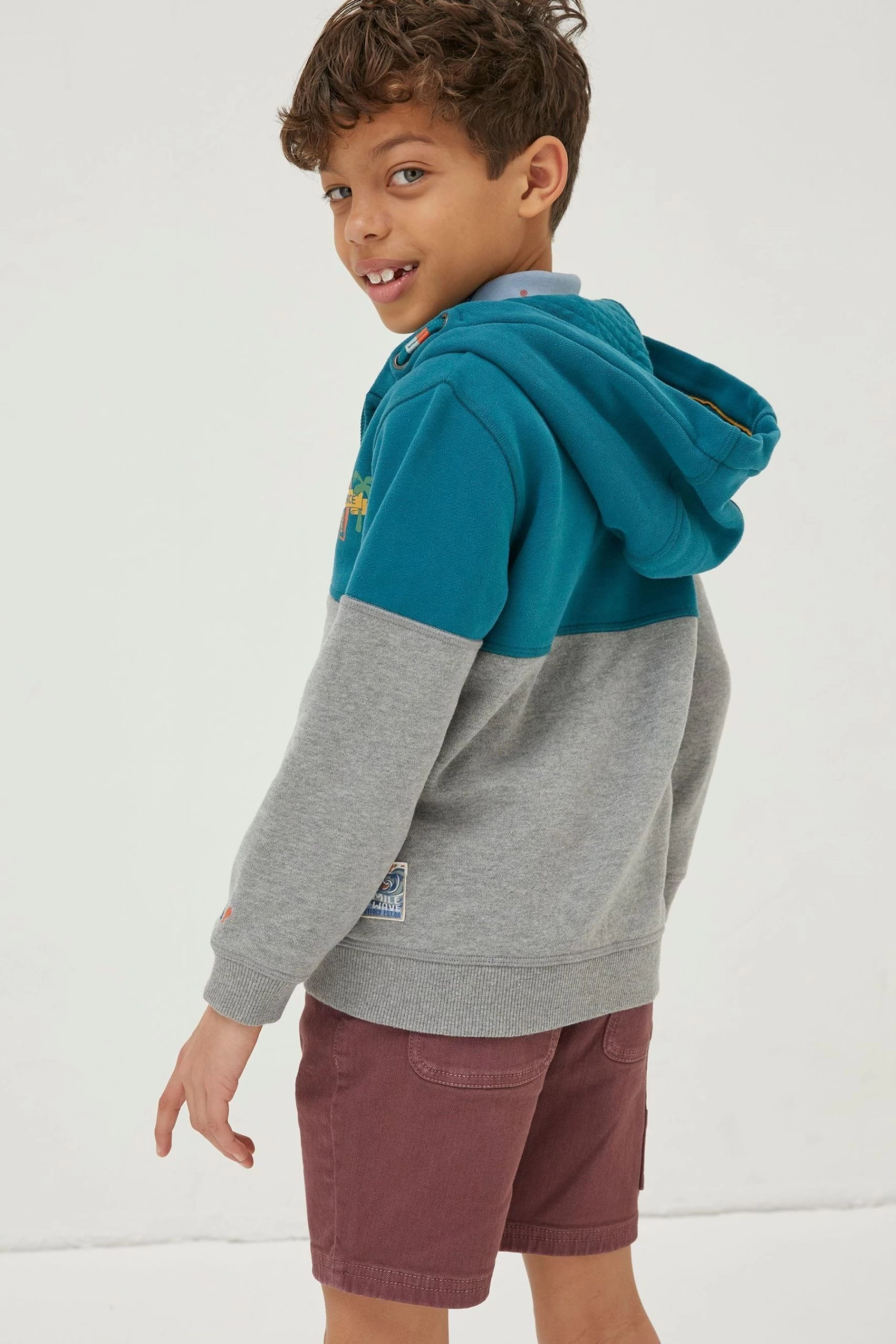 FatFace Grey Colourblock Zip Hoodie 2 FatFace Grey Colourblock Zip Hoodie - Image 2