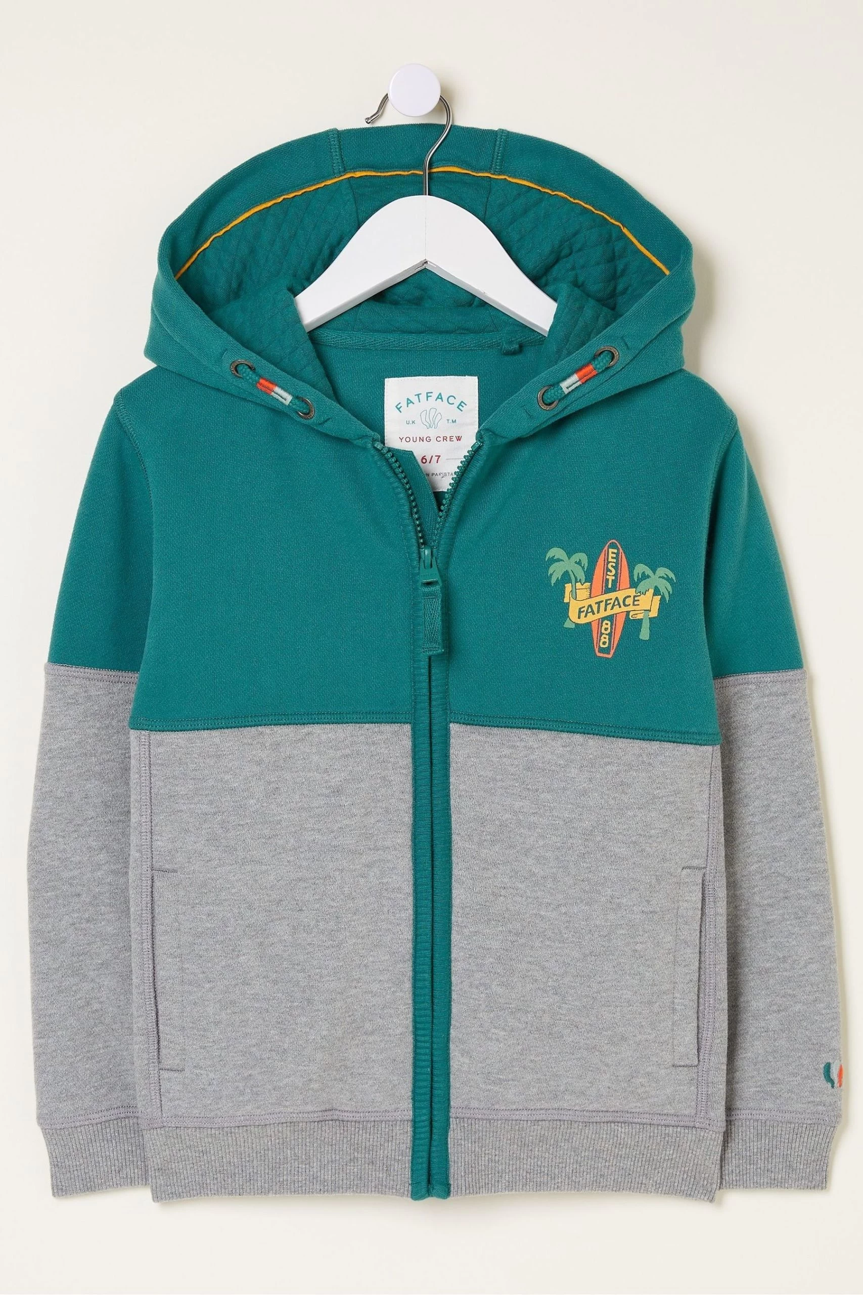 FatFace Grey Colourblock Zip Hoodie 4 FatFace Grey Colourblock Zip Hoodie - Image 4