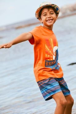 FatFace Orange Brave The Waves Graphic T-Shirt