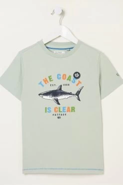 FatFace Green Shark Coast Jersey T-Shirt -Fashion Clothing Store T52409s4