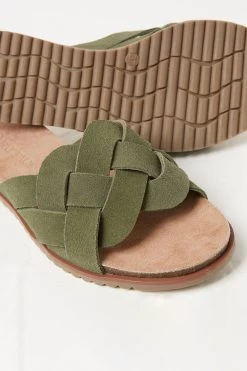 FatFace Green Andrea Weave Sandals -Fashion Clothing Store T53240s4