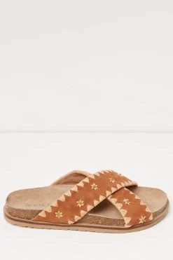 FatFace Embroidered Meldon Brown Sandals