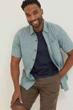 FatFace Green Bugle Linen Cotton Shirt