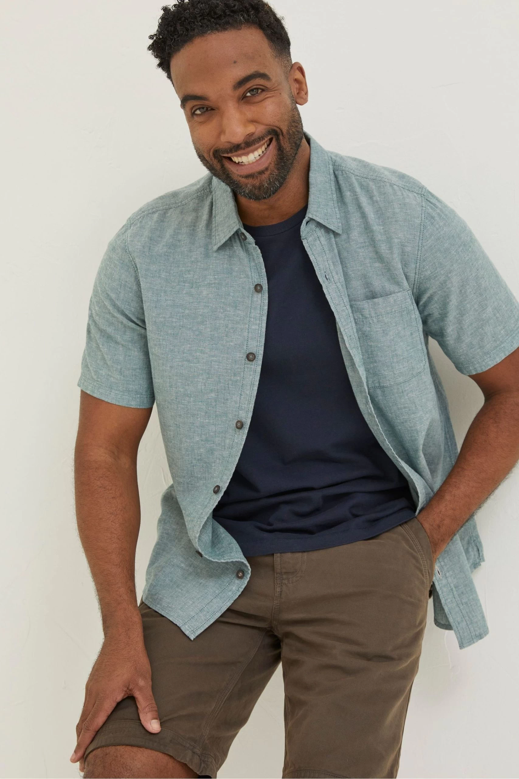 FatFace Green Bugle Linen Cotton Shirt 1 FatFace Green Bugle Linen Cotton Shirt