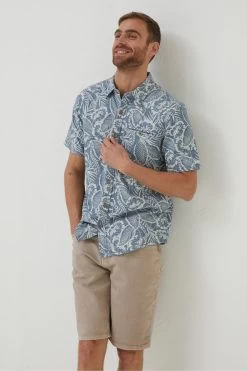 FatFace Blue Paddon Palm Print Shirt