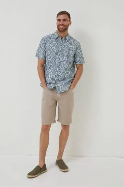 FatFace Blue Paddon Palm Print Shirt -Fashion Clothing Store T54271s3