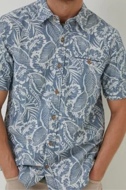 FatFace Blue Paddon Palm Print Shirt -Fashion Clothing Store T54271s4
