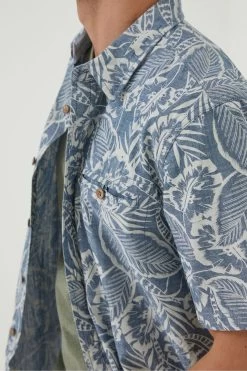 FatFace Blue Paddon Palm Print Shirt -Fashion Clothing Store T54271s5