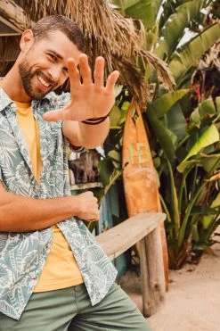 FatFace Blue Paddon Palm Print Shirt -Fashion Clothing Store T54271s6