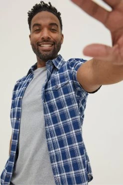 FatFace Blue Crowford Check Shirt -Fashion Clothing Store T54363s3