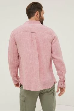 FatFace Pink Plain Linen Shirt -Fashion Clothing Store T54370s2