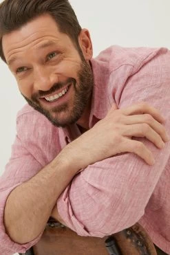 FatFace Pink Plain Linen Shirt -Fashion Clothing Store T54370s4