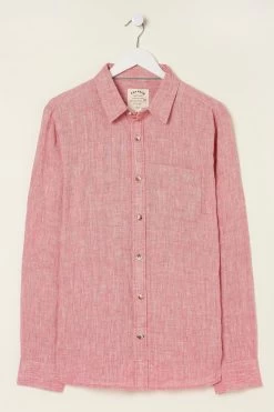 FatFace Pink Plain Linen Shirt -Fashion Clothing Store T54370s6