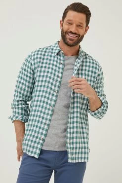 FatFace Green Gingham Linen Shirt