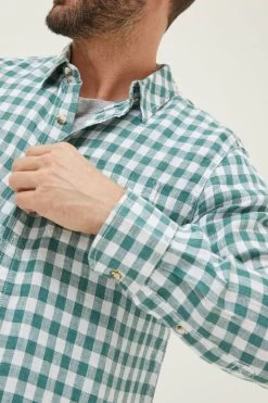 FatFace Green Gingham Linen Shirt 8 FatFace Green Gingham Linen Shirt -Fashion Clothing Store T54425s4