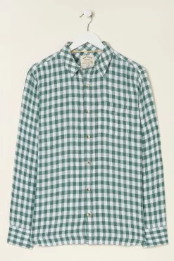 FatFace Green Gingham Linen Shirt 9 FatFace Green Gingham Linen Shirt -Fashion Clothing Store T54425s5