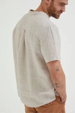 FatFace Natural Stripe Pop Over Linen Shirt 10 FatFace Natural Stripe Pop Over Linen Shirt -Fashion Clothing Store T54720s4
