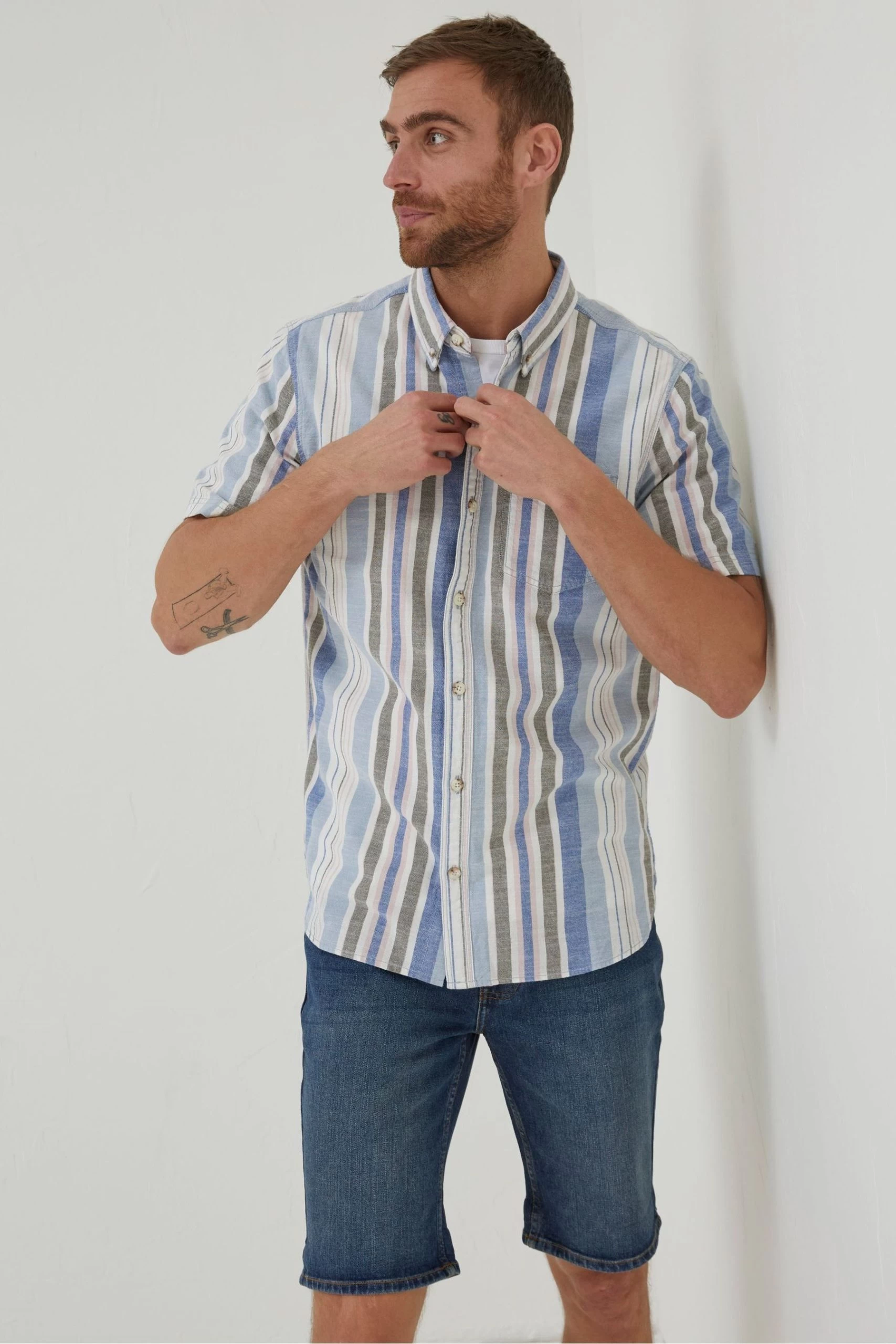 FatFace Blue Tynemouth Stripe Shirt 5 FatFace Blue Tynemouth Stripe Shirt - Image 5