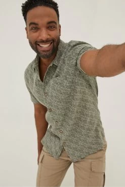 FatFace Green Dempsey Leaf Print Shirt