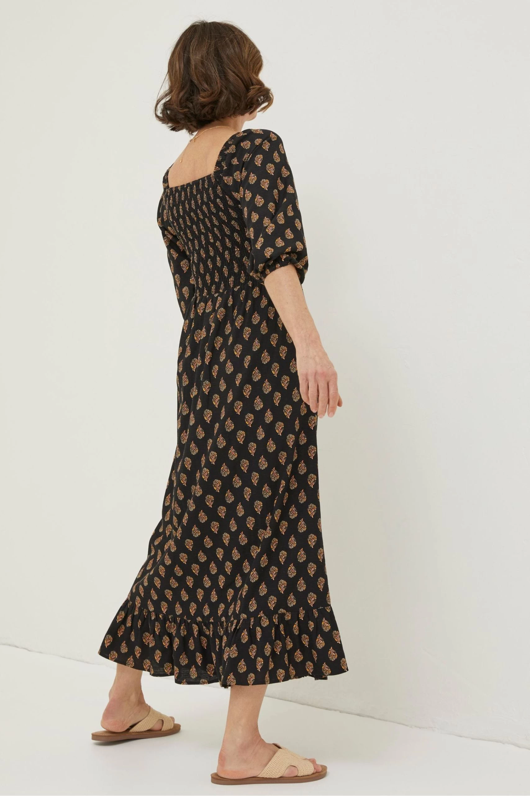FatFace Adele Woodblock Black Midi Dress 2 FatFace Adele Woodblock Black Midi Dress - Image 2