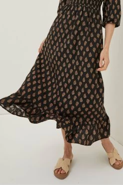 FatFace Adele Woodblock Black Midi Dress 7 FatFace Adele Woodblock Black Midi Dress -Fashion Clothing Store T60 371s4