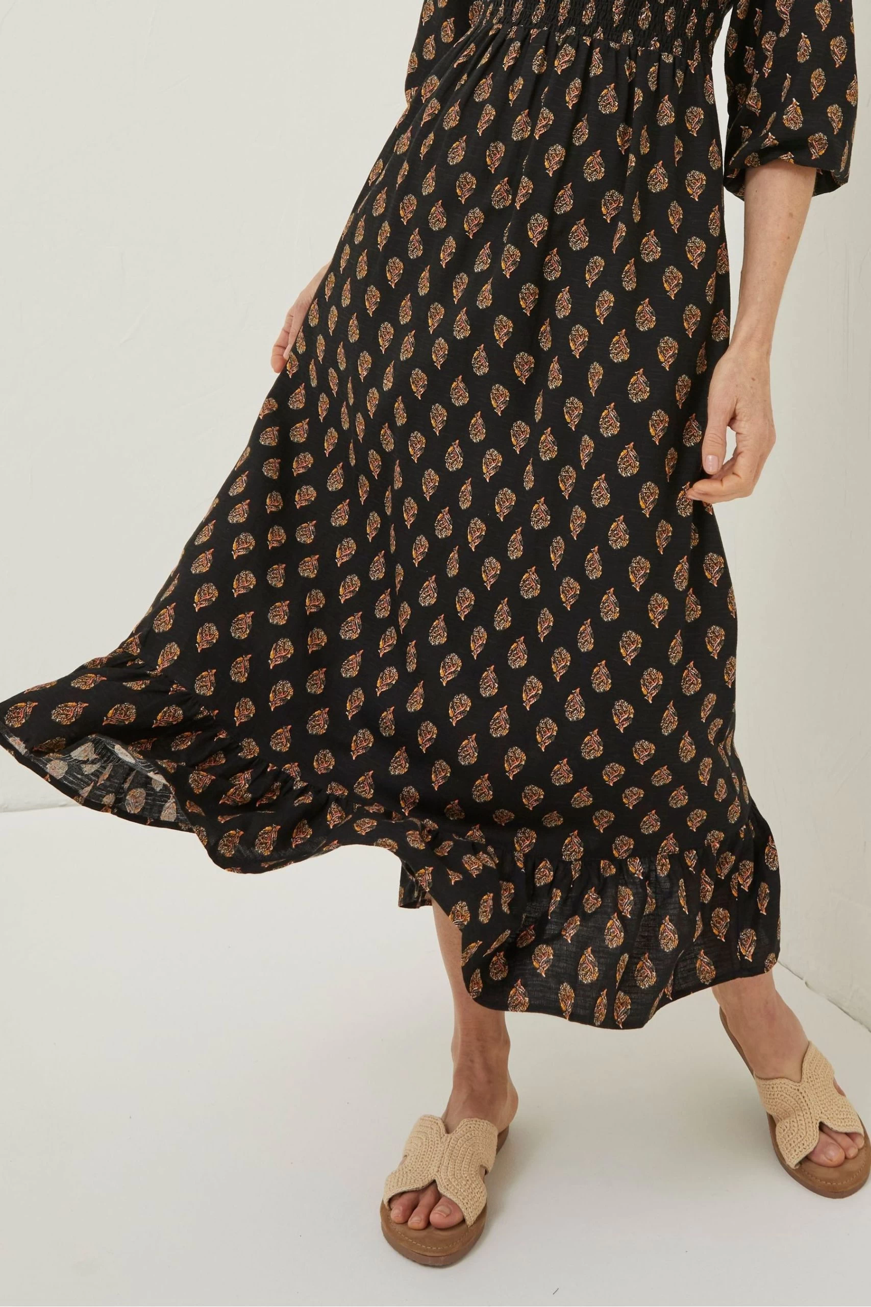 FatFace Adele Woodblock Black Midi Dress 4 FatFace Adele Woodblock Black Midi Dress - Image 4